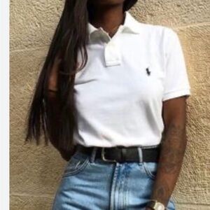 Ralph Lauren White Polo with Navy Pony Embroidery